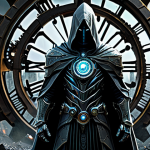 Chronos - The Time Manipulator**

"A stern, imposing figure cloaked in dark, futuristic armor, intricate temporal devices integrated into the design, standing amidst swirling clockwork gears and ethereal time streams, a dramatic, determined expression on their face. Background: a shattered cityscape with elements of different historical periods merged together. Safe for work, appropriate content, fully clothed, professional concept art, perfect anatomy, correct proportions, natural pose."

**
