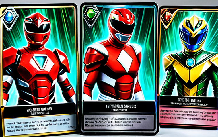 파워레인저 트레이딩 카드 - Nostalgic Card Display**

"A well-organized display of vintage Power Rangers trading cards from the ...
